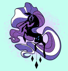 Size: 2039x2112 | Tagged: safe, artist:janegumball, imported from derpibooru, nightmare rarity, pony, unicorn, female, high res, horn, lanky, light blue background, long mane, long tail, mare, no sclera, pin design, rearing, simple background, skinny, solo, tail, tall, thin