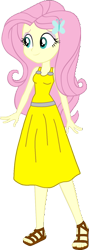 Size: 554x1564 | Tagged: safe, artist:invisibleink, color edit, edit, imported from derpibooru, fluttershy, human, equestria girls, belt, clothes, colored, dress, female, gown, sandals, simple background, skirt, solo, transparent background, waistband
