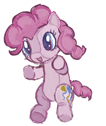 Size: 570x678 | Tagged: safe, artist:dddddaxie998839, imported from derpibooru, pinkie pie, earth pony, pony, blue eyes, curly mane, curly tail, desaturated, female, mare, open mouth, open smile, pink mane, pink tail, plushie, plushification, simple background, smiling, solo, tail, white background, wingding eyes