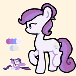 Size: 2048x2048 | Tagged: safe, artist:starrymysteryy, imported from derpibooru, rarity, twilight sparkle, oc, alicorn, earth pony, pony, unicorn, adoptable, female, hair bun, horn, lesbian, magical lesbian spawn, next generation, offspring, parent:rarity, parent:twilight sparkle, parents:rarilight, rarilight, reference sheet, shipping, simple background, twilight sparkle (alicorn)