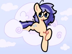 Size: 1024x768 | Tagged: safe, artist:starrymysteryy, imported from derpibooru, oc, oc only, earth pony, pony, cloud, female, mare, on a cloud, solo