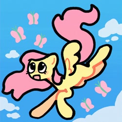 Size: 2048x2048 | Tagged: safe, artist:starrymysteryy, imported from derpibooru, fluttershy, butterfly, pegasus, pony, female, flying, mare, solo
