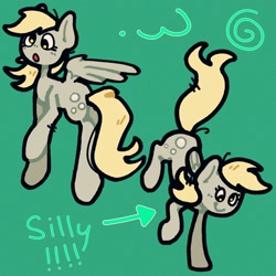 Size: 2048x2048 | Tagged: safe, artist:starrymysteryy, imported from derpibooru, derpy hooves, pegasus, pony, derp, female, green background, mare, simple background, solo