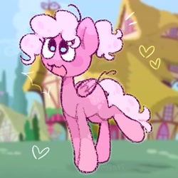 Size: 2048x2048 | Tagged: safe, artist:starrymysteryy, imported from derpibooru, pinkie pie, pegasus, pony, alternate design, female, mare, pegasus pinkie pie, ponyville, race swap, solo