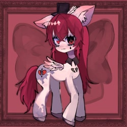 Size: 2048x2048 | Tagged: safe, artist:m09160, imported from derpibooru, oc, oc only, pegasus, pony, female, hat, heart, heart eyes, mare, solo, top hat, wingding eyes