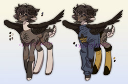Size: 2560x1677 | Tagged: safe, artist:xiningtoxin, imported from derpibooru, pegasus, pony, clothes, floppy ears, gradient background, horns, reference, reference sheet, solo, tongue out