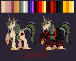 Size: 3173x2557 | Tagged: safe, imported from derpibooru, oc, ghoul, pony, undead, unicorn, fallout equestria, armor, barding, canterlot ghoul, cutie mark, dynamite, explosives, fallout, firefighter, horn, horn ring, jewelry, lock, male, padlock, pegacorn, ponytail, reference sheet, ring, stallion, unicorn horn, unshorn fetlocks, wedding ring