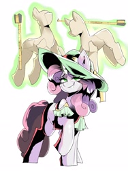 Size: 2021x2684 | Tagged: safe, alternate version, artist:madiwann, imported from derpibooru, sweetie belle, unicorn, female, hat, horn, magic, mannequin, mare, older, simple background, solo, white background