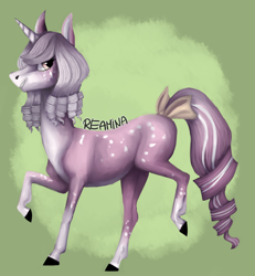 Size: 2356x2545 | Tagged: safe, artist:reamina, imported from derpibooru, oc, oc:lavender, pony, unicorn, bow, female, horn, mare, solo, tail, tail bow