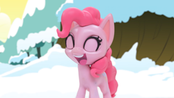 Size: 1920x1080 | Tagged: safe, imported from derpibooru, screencap, pinkie pie, earth pony, pony, my little pony: pony life, my little pony: stop motion short, snowball fight (short), cute, laughing