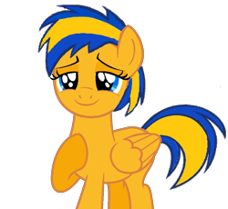 Size: 904x830 | Tagged: safe, artist:mlpfan3991, imported from derpibooru, oc, oc:flare spark, pegasus, female, hoof on chest, simple background, solo, transparent background, wingding eyes