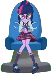 Size: 1482x2160 | Tagged: safe, artist:xebck, edit, editor:jbrony, imported from derpibooru, sci-twi, twilight sparkle, equestria girls, chair, clothes, crystal prep academy uniform, little einsteins, my little pony equestria girls: friendship games, school uniform, seat, seatbelt, sitting, smiling