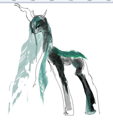 Size: 597x660 | Tagged: safe, artist:nazar0199, imported from derpibooru, queen chrysalis, changeling, changeling queen, pony, female, mare, simple background, solo, white background