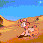 Size: 800x800 | Tagged: safe, artist:mirroredsea, imported from derpibooru, pinkie pie, earth pony, pony, animated, behaving like a dog, desert, female, gif, mare, sand, solo