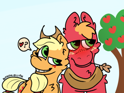 Size: 2160x1620 | Tagged: safe, artist:blossomeclipse, imported from derpibooru, applejack, big macintosh, applecest, blushing, brother and sister, duo, duo male and female, female, incest, male, shipping, siblings