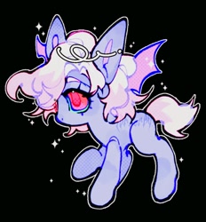 Size: 900x970 | Tagged: safe, artist:yuch42023, imported from derpibooru, oc, oc only, unnamed oc, earth pony, pony, big ears, big head, black background, chibi, colored eyebrows, colored pinnae, colored pupils, colored sclera, colored wings, curly mane, curly tail, earth pony oc, green sclera, head wings, no mouth, outline, pink eyes, profile, purple coat, raised hoof, shiny mane, simple background, solo, sparkles, standing, tail, tall ears, two toned mane, two toned tail, two toned wings, watermark, wingding eyes, wings