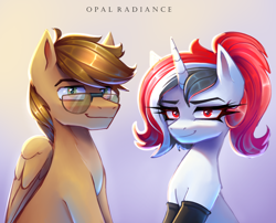 Size: 3000x2420 | Tagged: safe, artist:opal_radiance, imported from derpibooru, oc, pegasus, pony, unicorn, horn