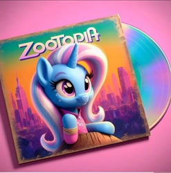 Size: 1110x1125 | Tagged: safe, imported from derpibooru, trixie, ai content, cd, cover, song reference, zootopia