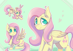 Size: 1390x962 | Tagged: safe, artist:pikachu0205, imported from derpibooru, angel bunny, fluttershy, pegasus, pony, rabbit, animal, cute, emanata, female, heart, multeity, question mark, smiling, spread wings, wings