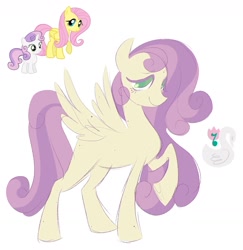 Size: 1753x1805 | Tagged: safe, artist:sparjechkaa, imported from derpibooru, fluttershy, sweetie belle, oc, pegasus, pony, fused, fusion