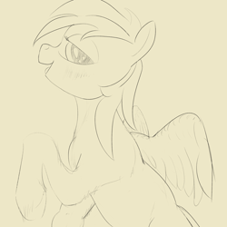 Size: 2000x2000 | Tagged: safe, artist:rapt, imported from derpibooru, rainbow dash, beige background, simple background, sketch, solo