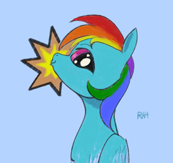 Size: 1714x1619 | Tagged: safe, artist:rapt, imported from derpibooru, rainbow dash, beige background, digital painting, kissy face, simple background, solo