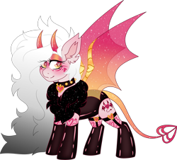 Size: 3769x3406 | Tagged: safe, artist:crazysketch101, imported from derpibooru, oc, oc:hellen, pony, succubus, succubus pony, devil tail, horns, latex, solo, tail