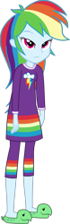Size: 1408x4500 | Tagged: safe, artist:octosquish7260, imported from derpibooru, rainbow dash, human, equestria girls, clothes, female, nightgown, pajamas, pants, rainbow dash always dresses in style, rainbow dash is not amused, slippers, solo, standing, teenager, unamused