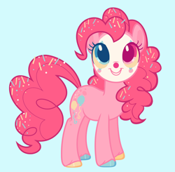 Size: 2048x2008 | Tagged: safe, artist:squilko, imported from derpibooru, pinkie pie, earth pony, pony, alternate design, alternate universe, blue background, clown makeup, simple background, solo