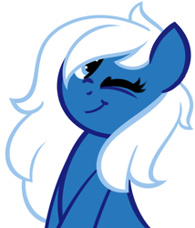 Size: 972x1137 | Tagged: safe, artist:furrgroup, imported from derpibooru, oc, oc:microsoft edge, pony, ask internet explorer, browser ponies, bust, female, mare, one eye closed, portrait, solo, wink