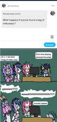 Size: 1000x2139 | Tagged: safe, artist:ask-luciavampire, imported from derpibooru, oc, earth pony, pegasus, pony, unicorn, amnesia: the dark descent, ask, horn, tumblr, video game