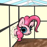 Size: 1500x1500 | Tagged: safe, artist:scandianon, imported from derpibooru, pinkie pie, earth pony, pony, derp, female, happy, hoers, horses doing horse things, mare, rectangular pupil, wall eyed, whiskers