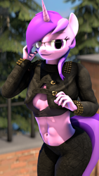 Size: 2160x3840 | Tagged: safe, artist:dangerousdpad, imported from derpibooru, amethyst star, sparkler, anthro, unicorn, 3d, abs, horn, solo, source filmmaker