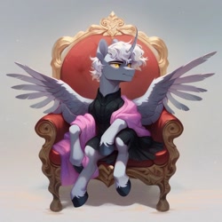 Size: 1024x1024 | Tagged: safe, imported from ponybooru, oc, oc:aegis militades, alicorn, ai content, ai generated, alicorn oc, annoyed, golden eyes, horn, teenager, wings