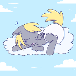 Size: 1280x1280 | Tagged: safe, imported from derpibooru, derpy hooves, pegasus, pony, cloud, cute, diaper, ear fluff, female, on a cloud, poofy diaper, sky, sleeping, sleeping on a cloud