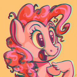 Size: 4800x4800 | Tagged: safe, artist:docwario, imported from derpibooru, pinkie pie, earth pony, pony, absurd file size, absurd resolution, bust, chromatic aberration, female, hoof on chest, open mouth, portrait, smiling, solo, too big for derpibooru