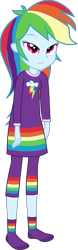 Size: 1396x4500 | Tagged: safe, alternate version, artist:octosquish7260, imported from derpibooru, rainbow dash, human, equestria girls, clothes, female, nightgown, pajamas, pants, rainbow dash always dresses in style, rainbow dash is not amused, rainbow socks, show accurate, socks, solo, standing, striped socks, teenager, unamused