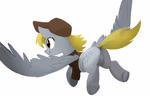 Size: 2314x1541 | Tagged: safe, artist:mandumustbasukanemen, imported from derpibooru, derpy hooves, pegasus, pony, butt, featureless crotch, female, flying, looking forward, mailmare, mailmare uniform, mare, plot, rear view, simple background, smiling, solo, spread wings, white background, wings