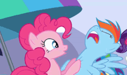 Size: 482x287 | Tagged: safe, edit, edited screencap, imported from derpibooru, screencap, pinkie pie, rainbow dash, rarity, twilight sparkle, earth pony, pegasus, pony, wonderbolts academy, animated, cropped, duo focus, female, gif, loop, mare, offscreen character, out of context, shaking