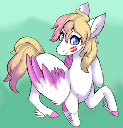 Size: 1572x1638 | Tagged: safe, artist:cinnamonsparx, imported from derpibooru, oc, pegasus, pony, colored wings, female, lying down, mare, pride, pride flag, prone, solo, two toned wings, wings