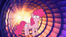 Size: 1280x720 | Tagged: safe, artist:zoeyhorse, imported from derpibooru, pinkie pie, earth pony, pony, animated, disintegration, female, large hadron collider, mare, no sound, solo, webm
