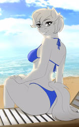 Size: 1476x2350 | Tagged: safe, artist:jerraldina, imported from derpibooru, anthro, pony, beach, bikini, clothes, commission, female, ocean, summer, sunlight, swimsuit, water, your character here