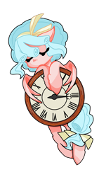 Size: 2160x3840 | Tagged: safe, alternate version, artist:明落落落落落, imported from derpibooru, cozy glow, pegasus, pony, clock, eyes closed, female, filly, foal, simple background, solo, transparent background