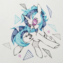 Size: 2000x2000 | Tagged: safe, artist:xorze, imported from derpibooru, dj pon-3, vinyl scratch, pony, unicorn, female, horn, mare, simple background, solo, traditional art, white background