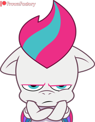 Size: 3000x3859 | Tagged: safe, artist:frownfactory, imported from derpibooru, zipp storm, pegasus, pony, crossed arms, female, filly, filly zipp storm, foal, frown, g5, my little pony: tell your tale, simple background, solo, transparent background, unamused, upset, vector, younger, zipp storm is not amused