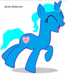 Size: 439x492 | Tagged: safe, imported from derpibooru, oc, oc only, pony, unicorn, female, female oc, happy, heart, horn, mare, mother, mothers gonna mother, nicole watterson, ponified, simple background, solo, the amazing world of gumball, unicorn oc, white background