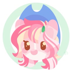 Size: 969x969 | Tagged: safe, artist:kingdom, imported from derpibooru, pony, cute, hat, lineless, pink coat, simple background, solo, two toned background, white background
