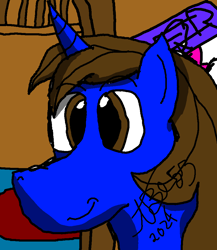 Size: 848x977 | Tagged: safe, artist:thebluee53, imported from derpibooru, oc, oc:silvertwilight, pony, unicorn, 1000 hours in ms paint, bust, horn, male, portrait, solo, stallion, unicorn oc