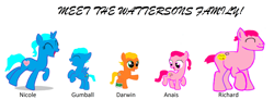 Size: 3040x1248 | Tagged: safe, imported from derpibooru, oc, oc only, earth pony, food pony, original species, pegasus, pony, unicorn, anais watterson, bubble, buff, candy, clothes, colt, darwin watterson, doll, earth, earth pony oc, family, father, female, female oc, filly, foal, food, gumball, gumball watterson, happy, heart, horn, kids, male, male oc, mare, mare oc, mother, muscles, nicole watterson, parent, pegasus oc, ponified, richard watterson, simple background, socks, solo, stallion, stallion oc, the amazing world of gumball, toy, unicorn oc, white background, wings