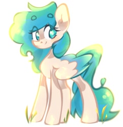 Size: 1047x1080 | Tagged: safe, artist:kingdom, imported from derpibooru, oc, oc only, pegasus, pony, blue mane, solo, tan coat